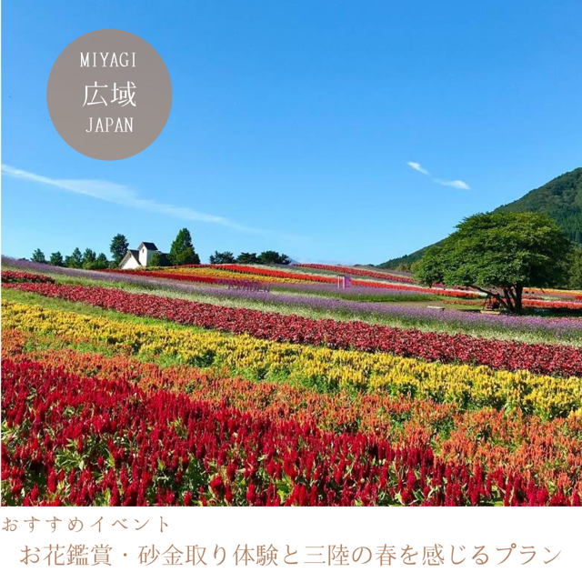 お花鑑賞・砂金取り体験と三陸の春を感じるプラン